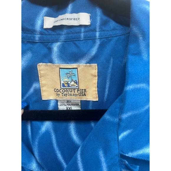 Coconut‎ Pier Mens XXL Hawaiian Aloha Shirt Surf Van Palm Trees Blue Polyester - Picture 4 of 5